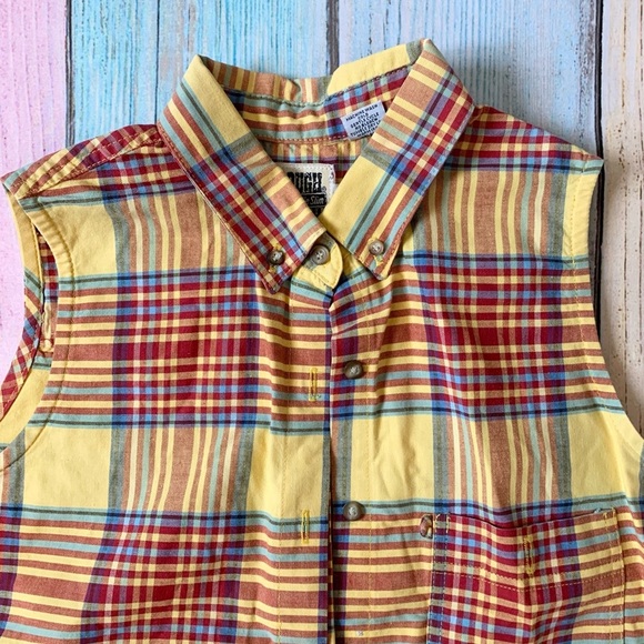 Panhandle rough stock Plaid Sleeveless collar Button-Up Shirt - Picture 5 of 8